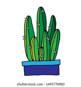 Cactus, succulent in a pot on a white background. Ready-made illustrations for postcards, posters, stickers, Souvenirs, notebooks, calendars, design.
Hand-drawn.Cartoon style. Vector