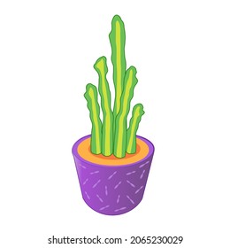 cactus and succulent in pot. Vector Illustration for printing, backgrounds, covers, packaging, greeting cards, posters, stickers, textile, seasonal design. Isolated on white background.