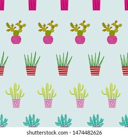 Cactus and Succulent Seamless Repeat Pattern