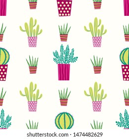 Cactus and Succulent Seamless Repeat Pattern