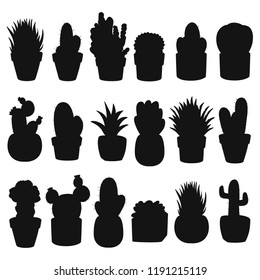 Cactus Succulent Silhouette Clip Art Vector Icons