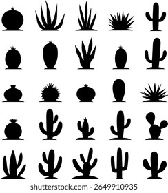 Cactus  Succulent Silhouettes 14 Desert Plant Vector Icons
