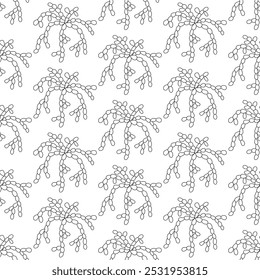 Cactus succulent of small leaves in doodle style. Simple seamless pattern. Vector illustration.