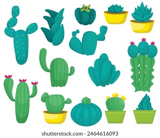 Cactus Suculentas Plantas Plana Set Colección con jarrón