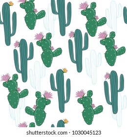 Cactus and succulents seamless pattern