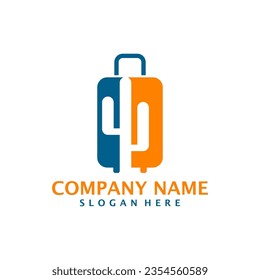 Cactus con el vector de diseño del logotipo Suitcase. Concepto del diseño del logotipo Cactus Suitcase
