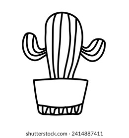 cactus of summer doodles icon set