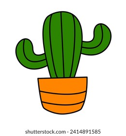 cactus of summer doodles icon set