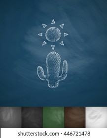 cactus and sun icon. Hand drawn vector illustration