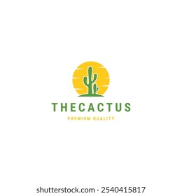 Cactus sun logo icon design template flat vector