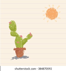 cactus and sun on paper