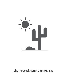 Cactus and sun vector icon isolated on white background