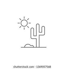 Cactus and sun vector icon isolated on white background