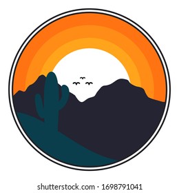 cactus in the sunset badge design