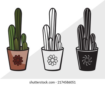 Ilustración de vectores imprimibles de Cactus SVG 