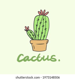 Cactus Symbol. Botanical Plant Vector Illustration.