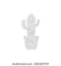 El símbolo de cactus está lleno de puntos negros. Estilo de puntillismo. Ilustración del vector sobre fondo blanco