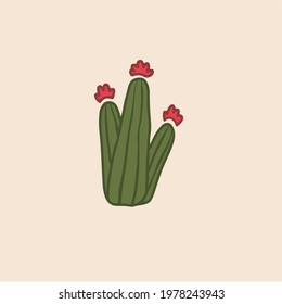 Cactus Symbol. Social Media Post. Vector Illustration.