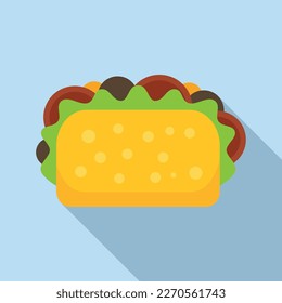 Cactus taco icon flat vector. Mexican food. Tacos beef