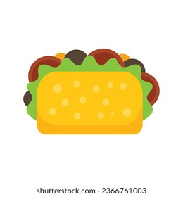 Cactus taco icon flat vector. Mexican food. Tacos beef isolated