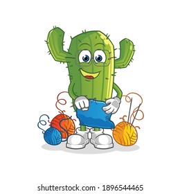 Cactus tailor mascot. cartoon vector