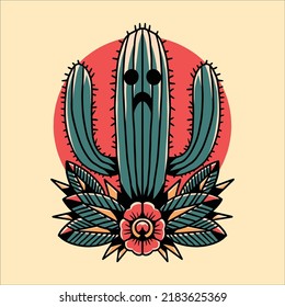 cactus tattoo illustration vector design