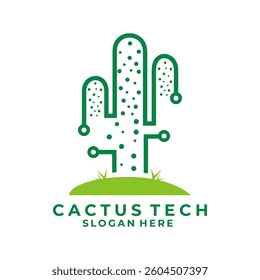 Cactus Tech logo design vector template. Cactus Network logo icon