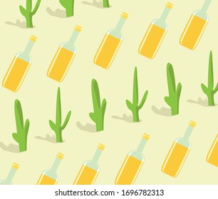 cactus tequila illustration pattern vector