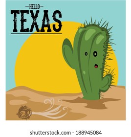 Cactus Texas Vector Art