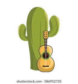 cactus with thorns and acoustic guitar