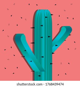 Cactus With Thorns On A Pink Background