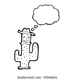 cactus with thought bubble cartoon