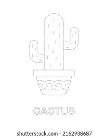 Cactus tracing worksheet for kids