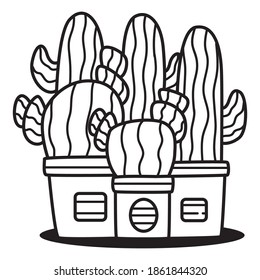 cactus tree cartoon coloring design