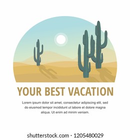 Cactus tree desert landscape Vector Illustration