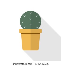 cactus tree in flowerpot pot. simple minimal flat design vector.