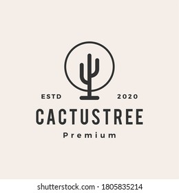 cactus tree hipster vintage logo vector icon illustration