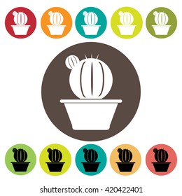 Cactus and tree icons set.Vector illustration