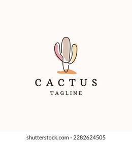 Cactus tree logo icon design template flat vector