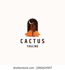 Cactus tree logo icon design template flat vector