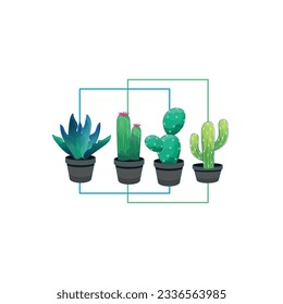 Cactus Tree Plant editable vector template. 100% editable and unique design