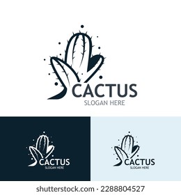 Cactus tree plant Logo vintage nature design, desert plant vector