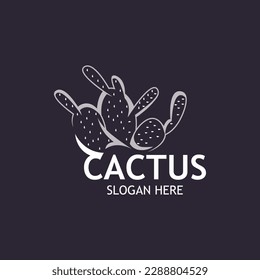 Cactus tree plant Logo vintage nature design, desert plant vector