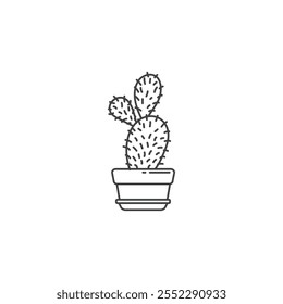 Cactus tree in a pot flat vector design