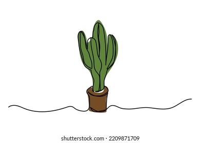 cactus tree single continuous line illustration vector design