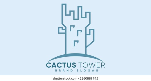 Cactus tree as tower building with roof of cactus too and so the branch
