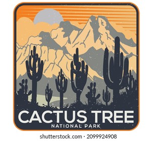 Cactus tree vintage graphic print design for t shirt print, poster, sticker, background and other uses.