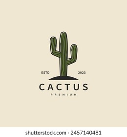 cactus tree vintage vector logo design illustration 2 