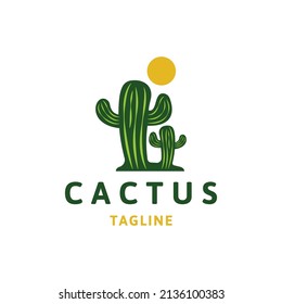 Cactus tropical logo  concept, flat design icon template
