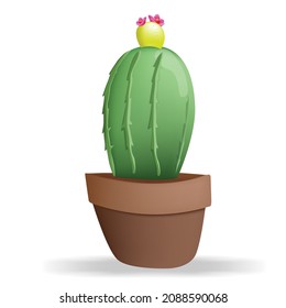 Cactus type2 on the plant pot over white background ,Illustration flat design